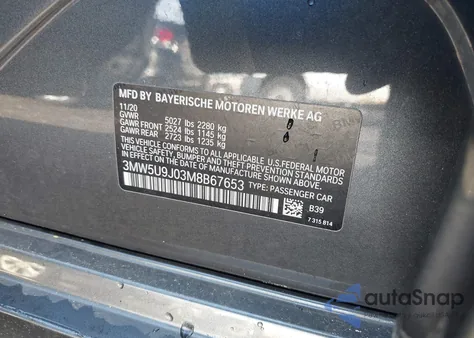 2021 BMW 3 Series M340I xDrive из США, поврежденный, VIN 3MW5U9J03M8B67653